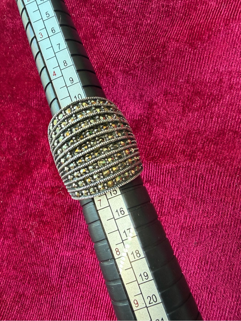 925 Sterling Silver Wide Marcasite Ring